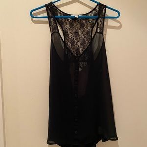 Sheer lace tank top